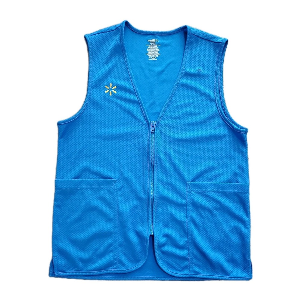 Walmart Employee Uniform Vest Blue Spark Logo Zip Front Women's Size XS